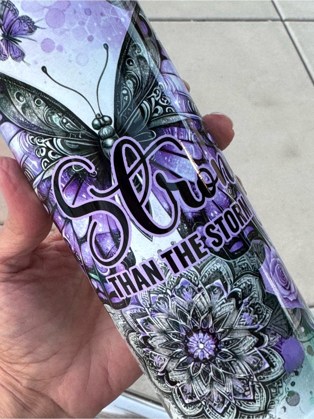 Stronger than the storm butterfly tumbler 20 oz - Picture 9 of 10